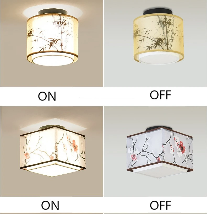 Lâmpada do Teto Luzes de Teto Decoração para Casa Estilo Tradicional Chinês Corredor Quarto Led Tecido Abajur Sala Estar Luminárias 7 Luzes de teto