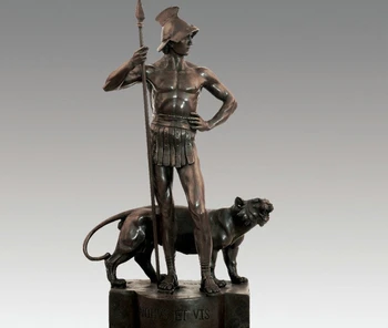 

Art Deco Sculpture Spear Warrior Tiger Bronze Statue