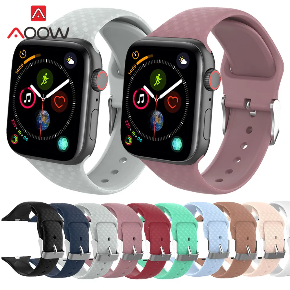 Силиконовый ремешок для часов iWatch Apple Watch 1 2 3 4 40 44 38 42 мм спортивный сменный