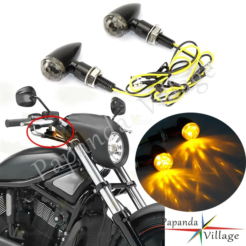 Mini Moto Led Indicatori Di Direzione Luce Emark E11 Pallottola Blinker Indicatore Di Luce Per Harley Cafe Racer Chopper Strada Moto Sportive