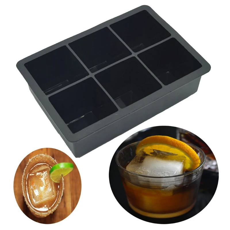 3D 6 Whiskey Ice Cubes Tray Mode Silicone Square Ice Maker Creative