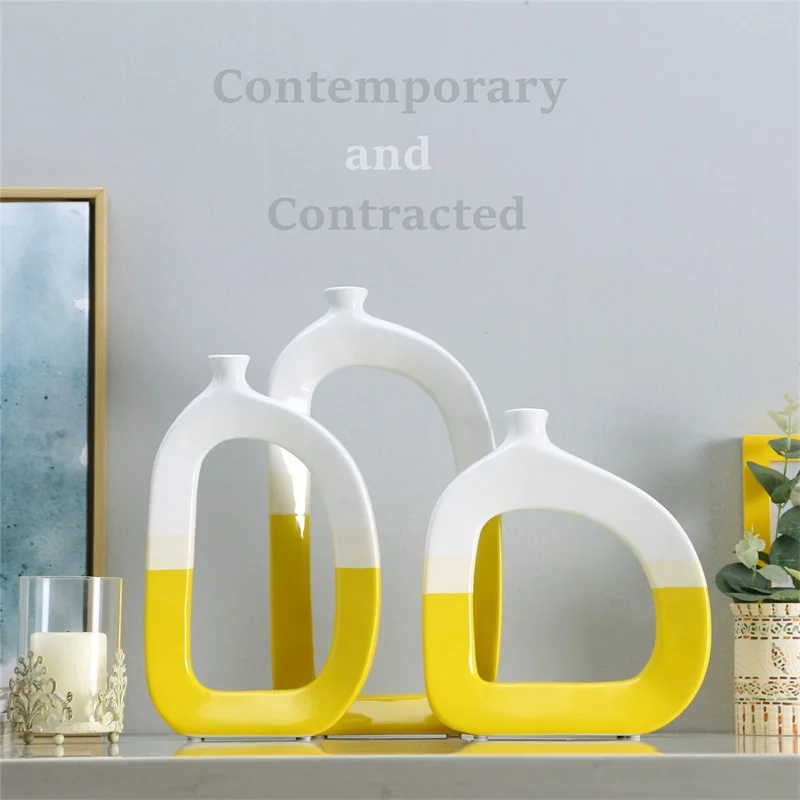 

Ceramic Vase Simple Abstract Creative Blue Yellow Art Model Decoration Crafts Home Decoration Ornaments