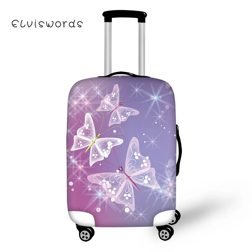

ELVISWORDS Travel Luggage Cover Pretty Butterfly Printed for Suitcase 3D Protective Cover Elastic Stretch to 18''-30'' Case New
