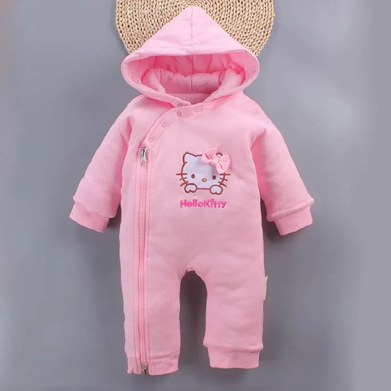 

Winter Newborn Baby Clothes Kids Girls Cute Kitty Cat Infant Cotton Thicken Warm Hooded Jumpsuit Bebe Girls Romper 0-12M