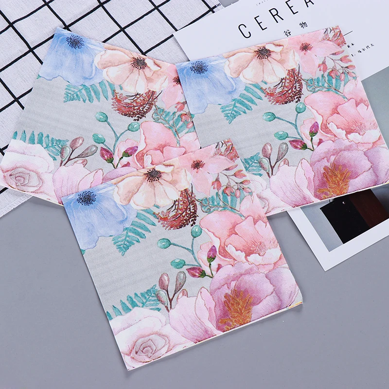 

Vintage Big Flowers Design Paper Napkins Cafe & Party Tissue Napkins Decoupage Decoration Paper 33cm*33cm 20pcs/pack/lot
