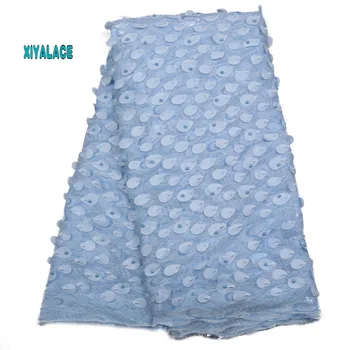 

African Lace Fabric Nigerian Newest Embroidery With Stones 3D Flower Beaded African Tulle Lace For Wedding Party Dress YA1843B-1