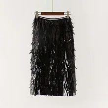 Женские Летние Осенние юбки до середины икры с блестками и кисточками, женские повседневные модные сексуальные и вечерние прямые юбки, один размер 6Q2550