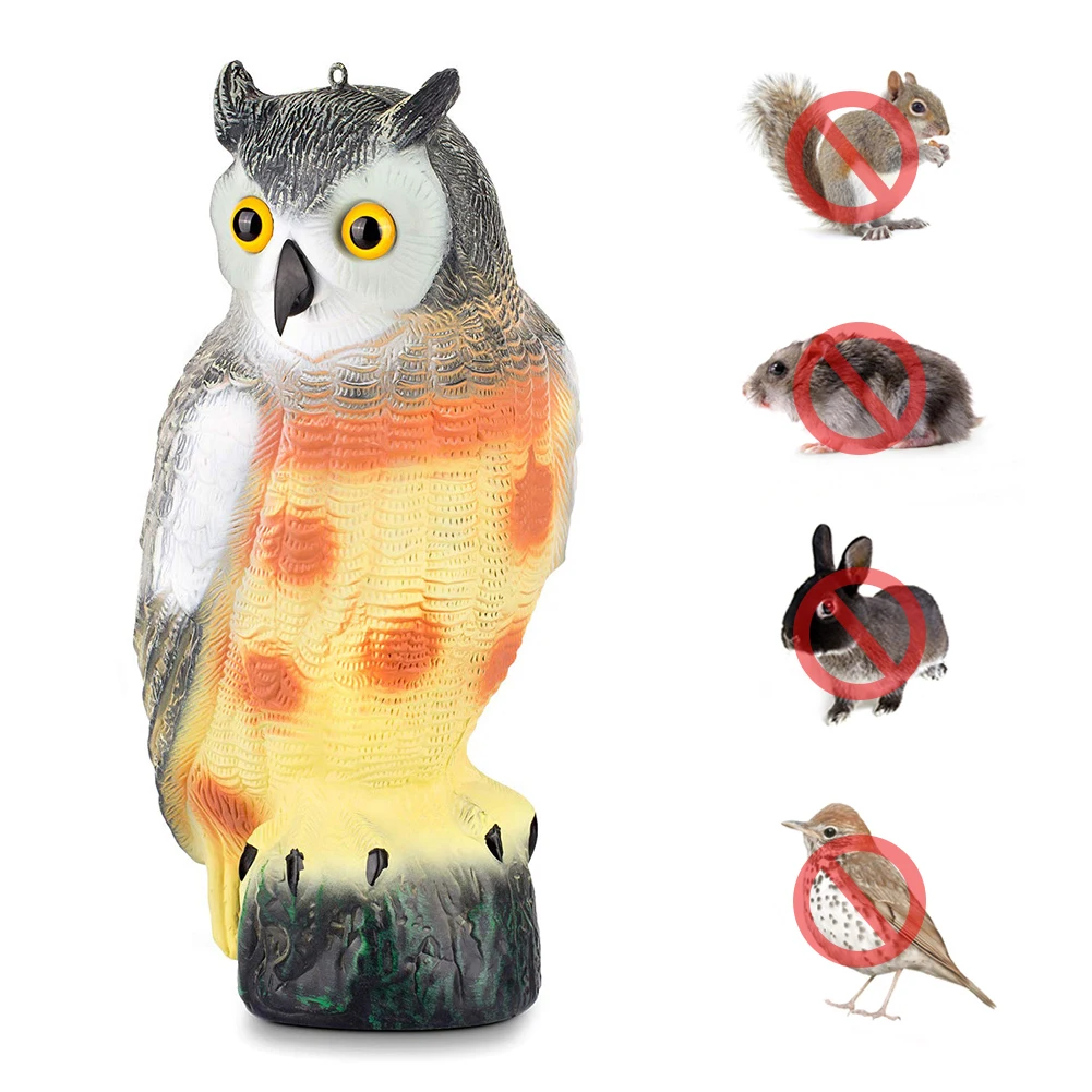 

1 Pc Simulation Realistic Bird Scarer Rotating Head Owl Decoy Protection Repellent Bird Pest Control Scarecrow Garden Yard Decor