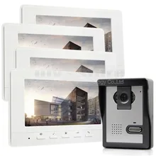 DIYSECUR 800 x 480 7inch Video Intercom Video Door Phone Doorbell 1 Camera 4 Monitors for Home / Office Security System White