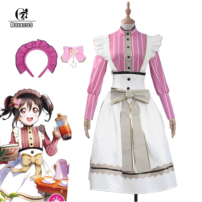 ROLECOS аниме Love Live Косплей Костюм Нико Ядзава косплей костюм розовое Длинное Платье