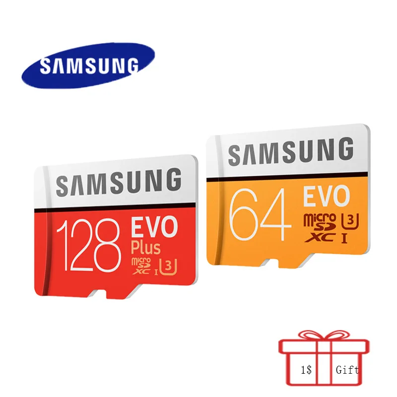Original SAMSUNG MicroSD Card Flash Memory Card 64GB 128GB  32GB 16GB 100M/s EVO Plus Class10 TF Card SDHC SDXC for phone Gift