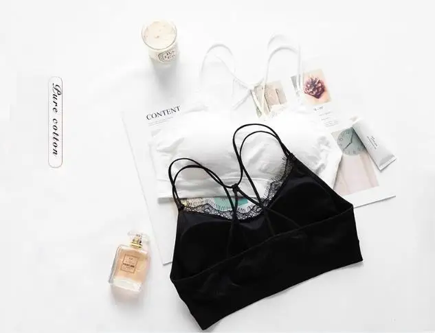 

Sexy cross band Bralette Camisoles Tank Top Women's lace side Sleeveless Vest Underwear