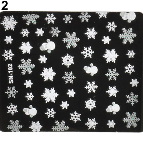 Unique 1 Sheet 3D Snowflakes Snowman Nail Art Salon Stickers Tips DIY Decals Decorations Accessories | Красота и здоровье