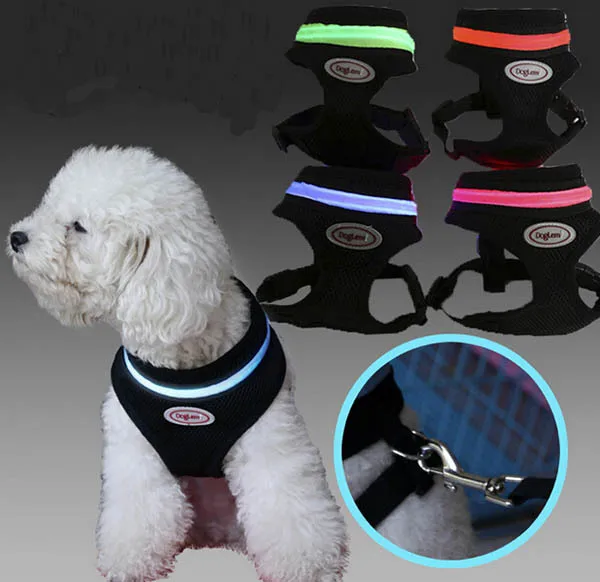1pcs/lot pet dog LED light mesh harness dogs top quality harnesses