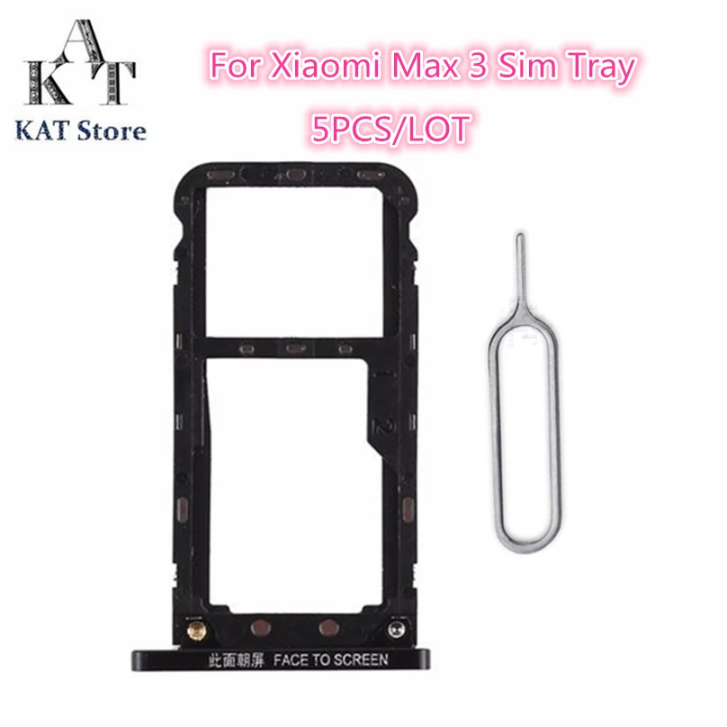 KAT 5PCS Sim Tray For Xiaomi Max 3 Card Holder Slot Adapter With Eject Pin Needle Tool Best After-sales service | Мобильные телефоны