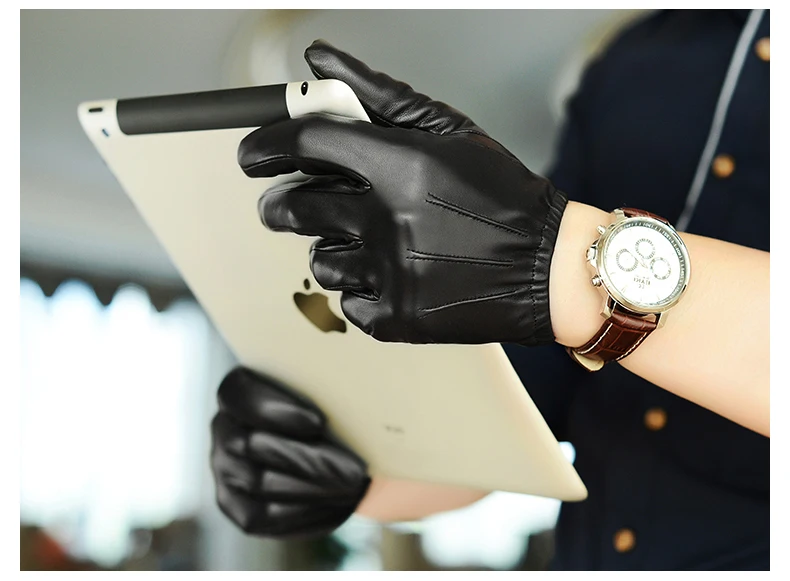 

male genuine goat leather warm winter driver glove