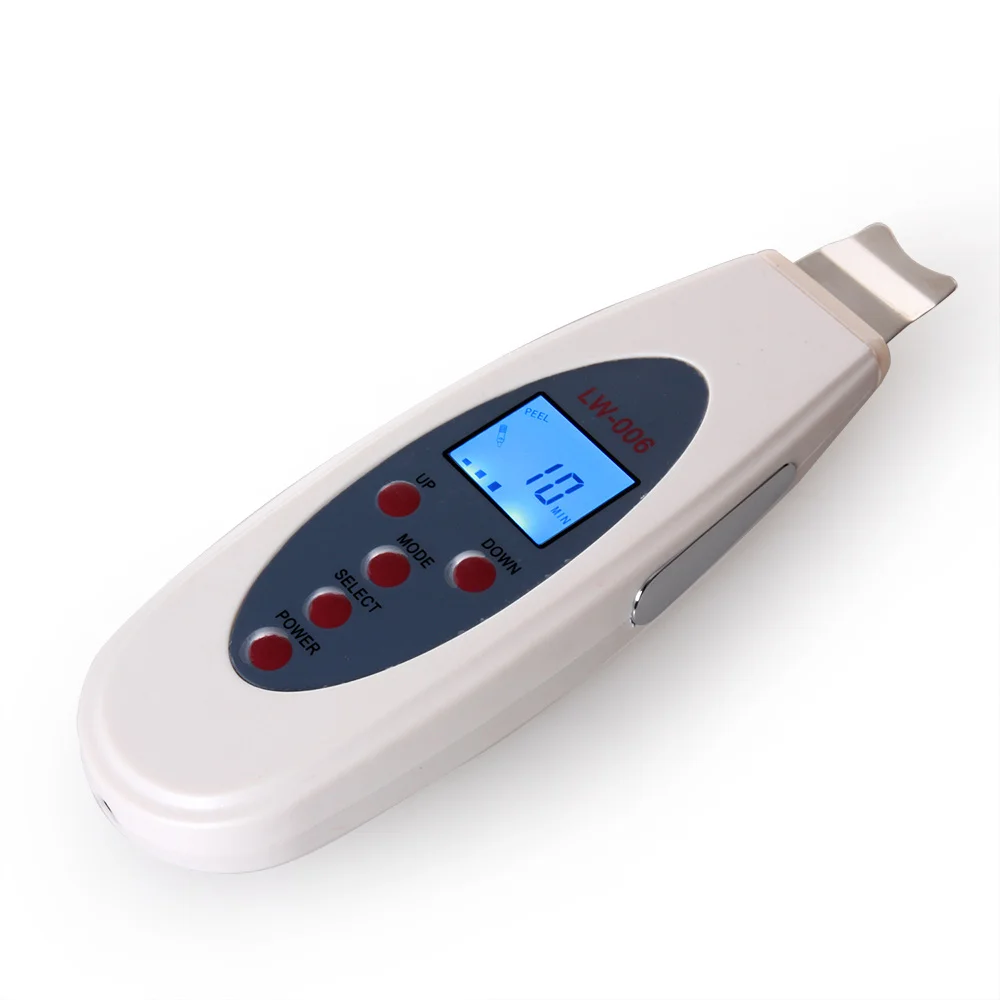 Pаспродажа ЖК дисплей ультразвуковой кожи скруббер очищающее средство, уход за кожей лица удаления акне Спа Массажер, отшелушивающий пилинг машины