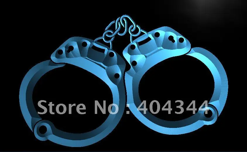 LK089 Handcuff Metal Police Officer LED Neon Light Signin Plaques