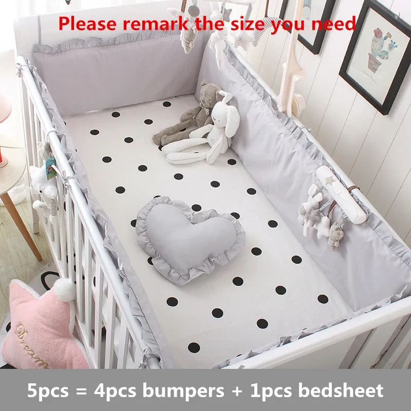 Принцесса розовый хлопок Детский Комплект постельного белья новорожденный набор постельных принадлежностей для детской кроватки для девочек мальчиков моющаяся кроватка постельное белье 4 бампера+ 1 лист