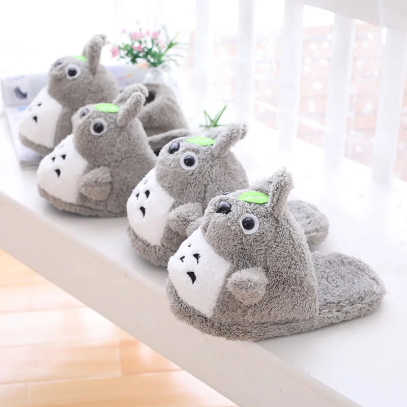 Totoro/тапочки для взрослых; Мужская и женская обувь серого цвета; Милый Забавный Милый милый подарок; сезон осень-зима; домашняя Праздничная обувь;