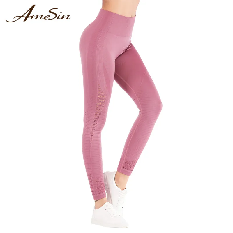

AmeSin Peach Hip Super Stretchy Yoga Sport Pants Fitness Yoga Workout Sporting Tight Mesh Gym Yoga Leggings FG04