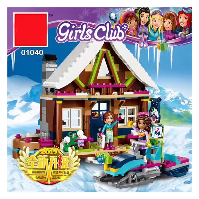 

01040 514Pcs The House Building Blocks Toys Snow Resort Chalet Kids Bricks Toys Fro Girl Gifts Compatible Legoing Friends 41323