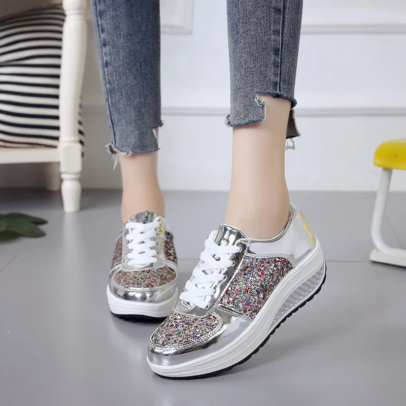

2019 Breathable Air Mesh Sneakers for Women Lace-up Platform Vulcanized Shoes Female Super Light Soft Casual Shoes