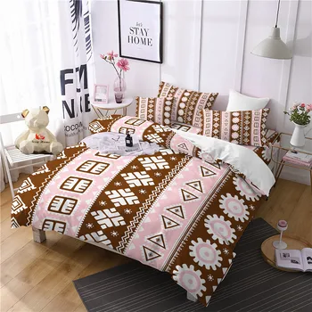 

Ethnic Brown Comforter Bedding Sets Splice Duvet Cover Set Queen Bohemia King Size Bedding Set 3D Home Textile 3pcs Bed Linen