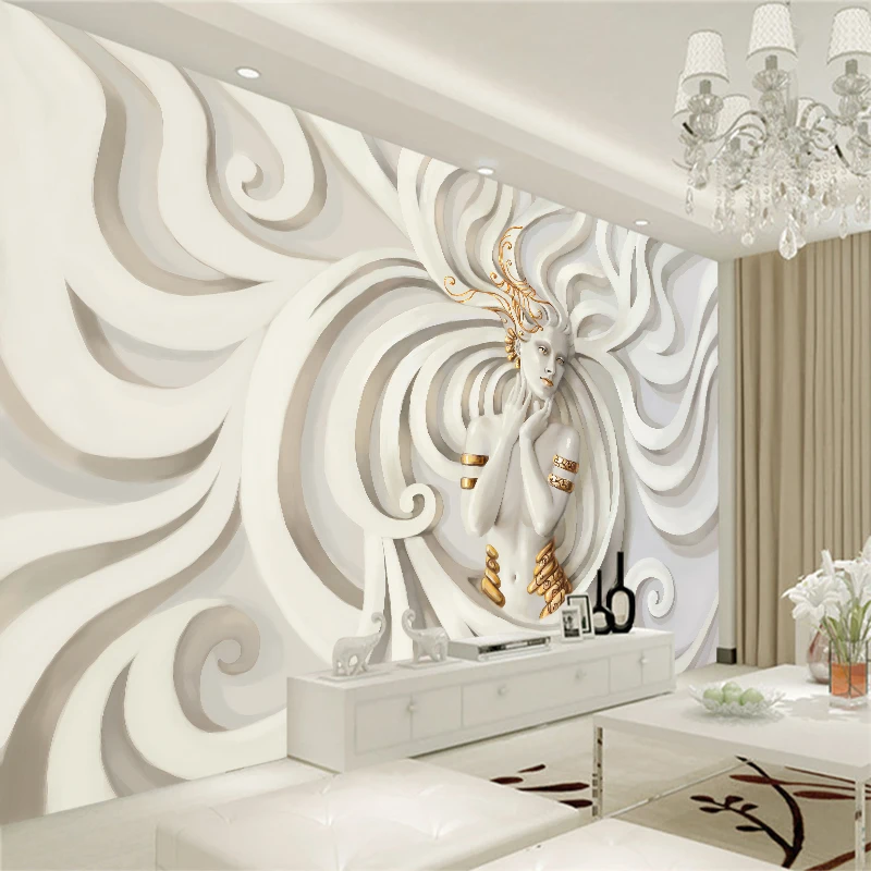 

New DIY Mural Relief Beauty Lady Wall Poster Art Canvas Pantting Wallpaper Living Room Background Home Decoration YBZ042