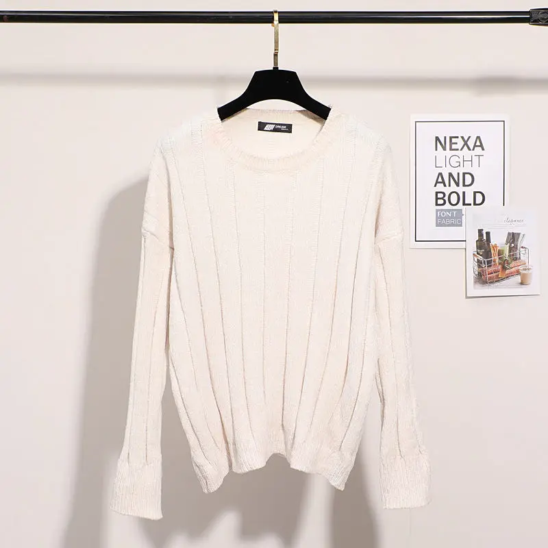 Women Sweaters Chenille Retro Velvet Loose Long Sleeve Elastic Knitted Lady Pullovers Female Winter Short Sweaters Mujer Femme