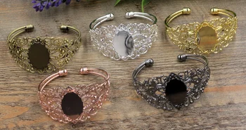 

10pcs/Lot Cabochon 18*25mm Oval Lace pad Antique Bronze/Gold/Silver/Black Bracelet Vintage Bangle DIY Jewelry Accessories
