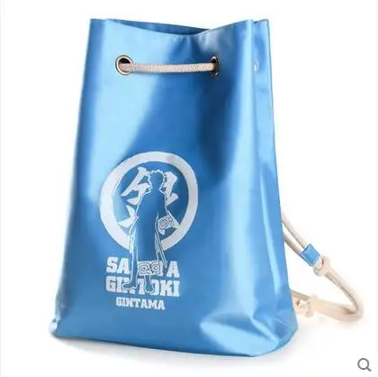 

Free shipping GINTAMA Top Anime Japanese casual backpack Drawstring beam port Cartoo Sakata Gintoki school bag Shoulders bags