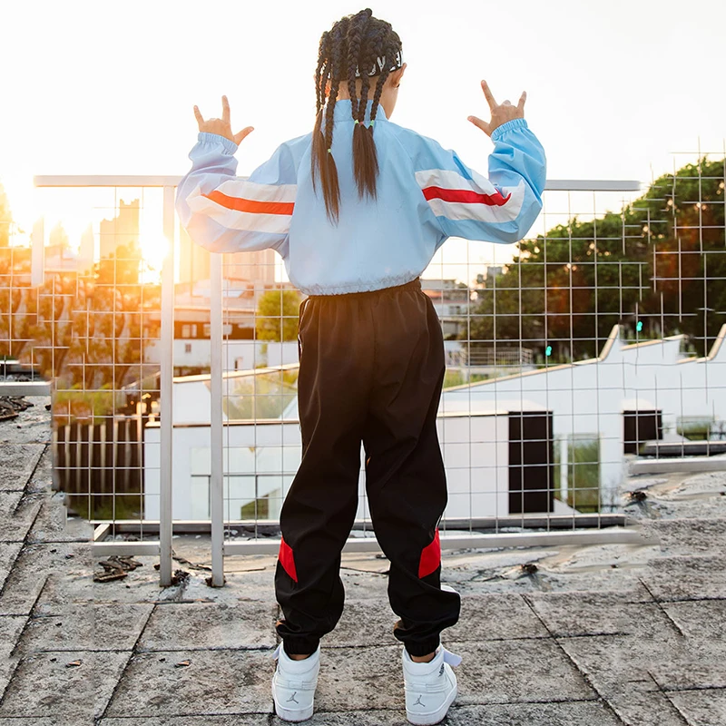 Hip Hop Dance Costumes Long Sleeved Jacket Black Pants Street Stage Clothes Child Dance Jazz Outfits Performance Wear DN2785