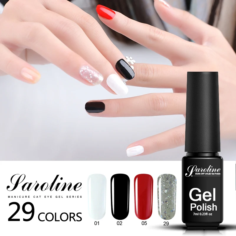 

Saroline Semi Permanent Color Nail Gel Polish 29 Colors Black Nail Gel Lacquer Soak Off Color Gel Nails UV Varnishes for Nails