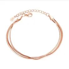 Lukeni Новая мода 925 серебряные браслеты для женщин женские ювелирные изделия высшего качества Розовая Золотая цепь "Змейка" ножные браслеты, аксессуары девушка Bijou