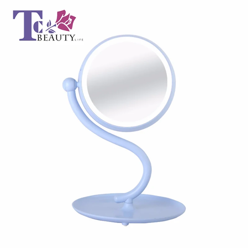 

Led Light Portable Makeup Mirror Table Cosmetic Desktop Standing Mirrors Round Lamp Vanity Cosmetic Tools Compact Travel Women