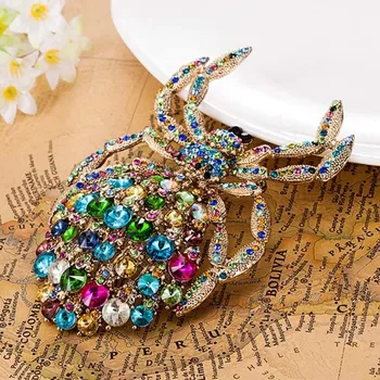 

Big Size Spider brooch Pins Fine Evening Party Anniversary Brooches bijuterias Noble Rhinestone Hijab Accessories Coral Broches