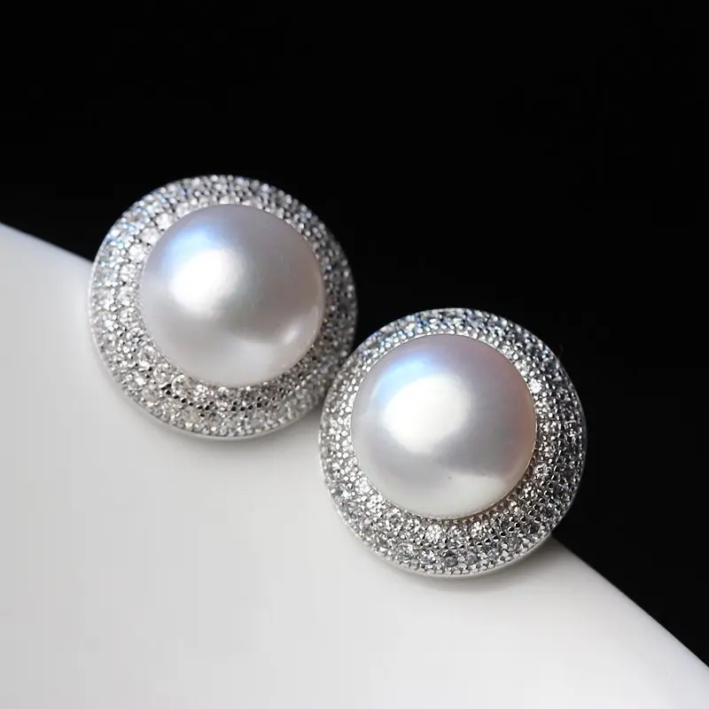 Гипоаллергенные серебряные серьги из серебра 925 пробы|pearl earrings|pearl earrings wholesaleround
