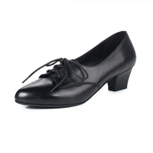 Женские кожаные туфли серого цвета; цвет коричневый, серый; китайские туфли на шнуровке с острым носком; коллекция года; винтажные Туфли-оксфорды из натуральной кожи в стиле ретро на среднем каблуке; Размеры 4-34 - Цвет: black microfiber