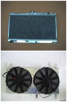 

Aluminum Racing Radiator+Shroud+Fans For Mazda Miata MX5 MX-5 MT 1998-2005 99 00 01 02