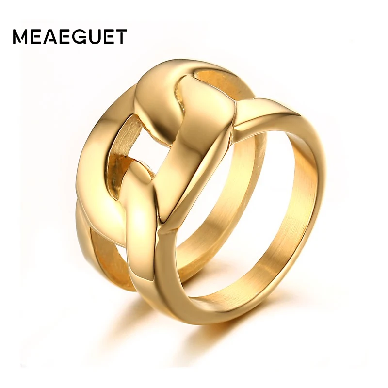 

Meaeguet Bijoux Large Wedding Engagement Ring Stainless Steel Club Party Rings For Women Jewelry US size 6-9