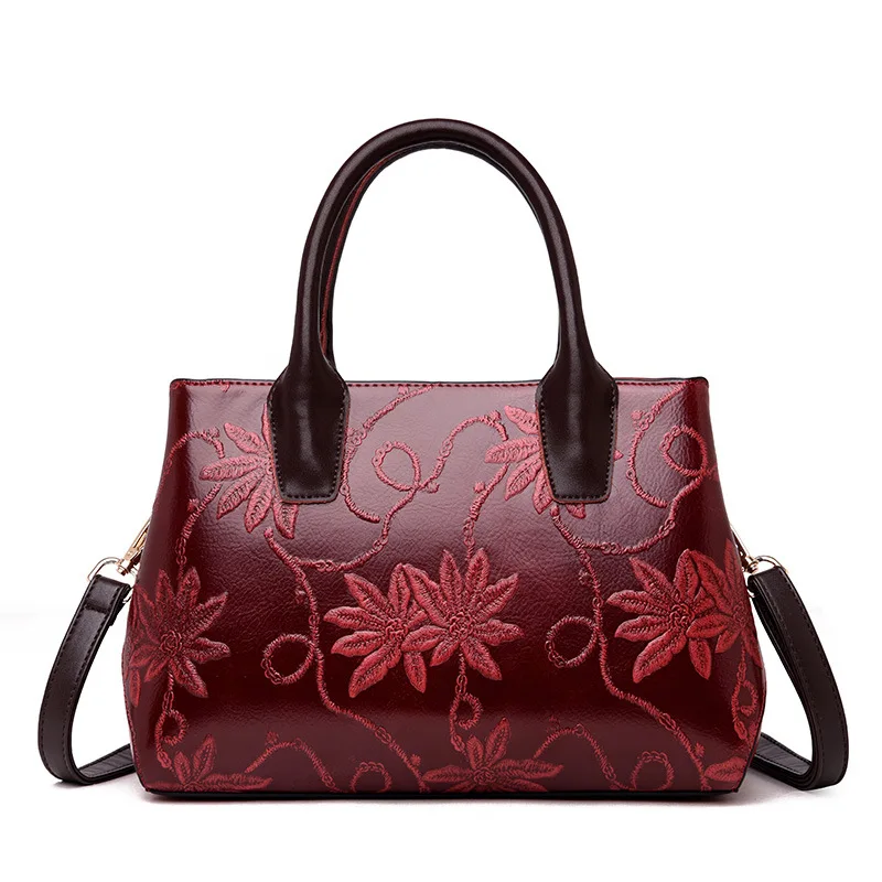 

Fashion Floral Genuine Leather Women's Handbags High Quality Big Size Women Tote Bags Women Messenger Bags Lady Shoulder Bag