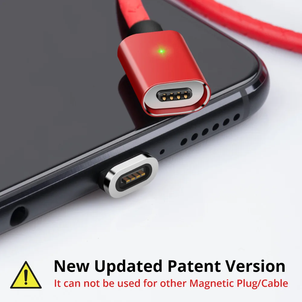 Магнитный кабель FONKEN type-C, USB C, кабель для быстрой зарядки телефона, светодиодный двусторонний кабель для быстрой зарядки и синхронизации данных для мобильного телефона