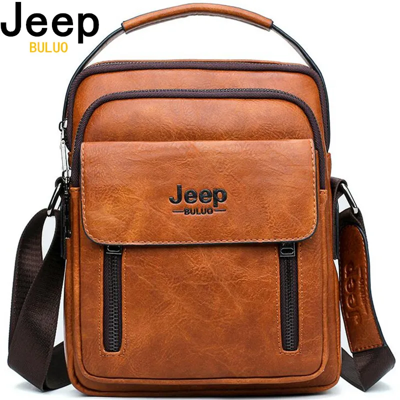 Мужская сумка мессенджер JEEP BULUO черная Повседневная деловая через плечо с