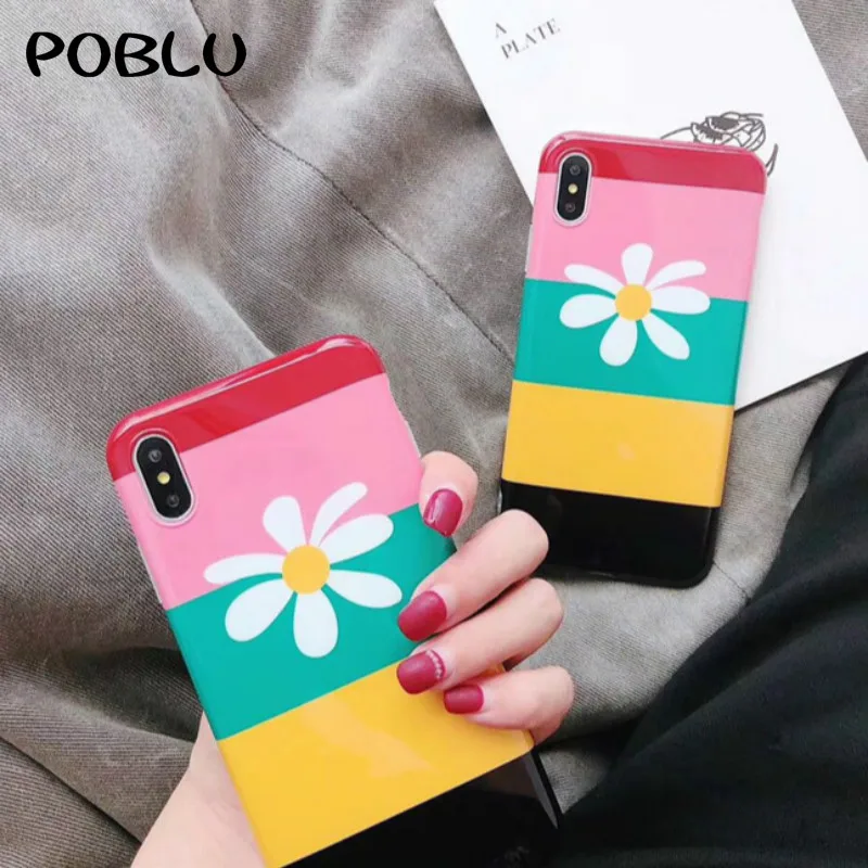 POBLU милые Чехлы ярких цветов с цветочным рисунком для Iphone XS Max XR 6s 7 8 Plus Уникальная