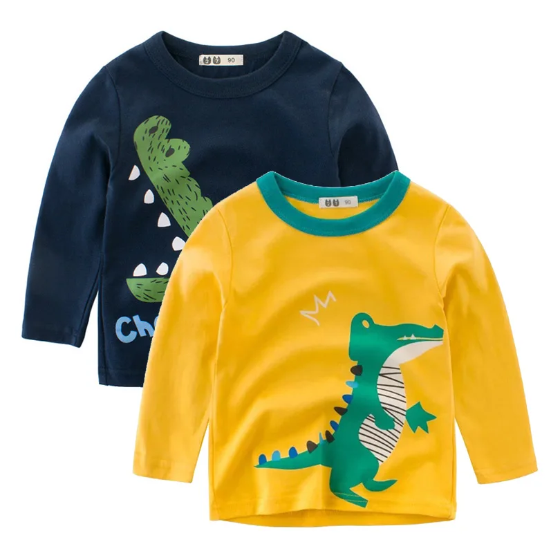 

Boys T-shirt Kids Tees Baby Child Boy Girls Cartoon Spring Autumn Children Long Sleeve Crocodile Cotton Tops Shirts 2-7Y