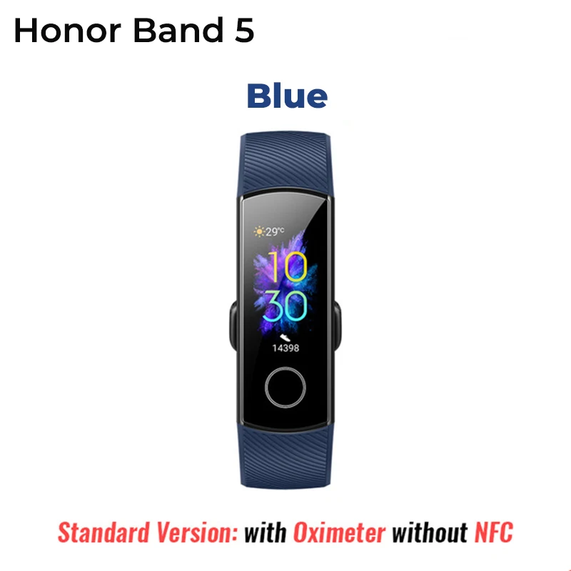 huawei Honor Band 5 умный Браслет крови кислородный цветной сенсорный экран для плавания монитор сердечного ритма трекер - Цвет: Standard Blue