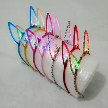 

NEW Blinking Animal Ears Headband Glowing Bunny Cosplay Hairband Halloween Glow Concert Wedding Rave LED Party Supplies