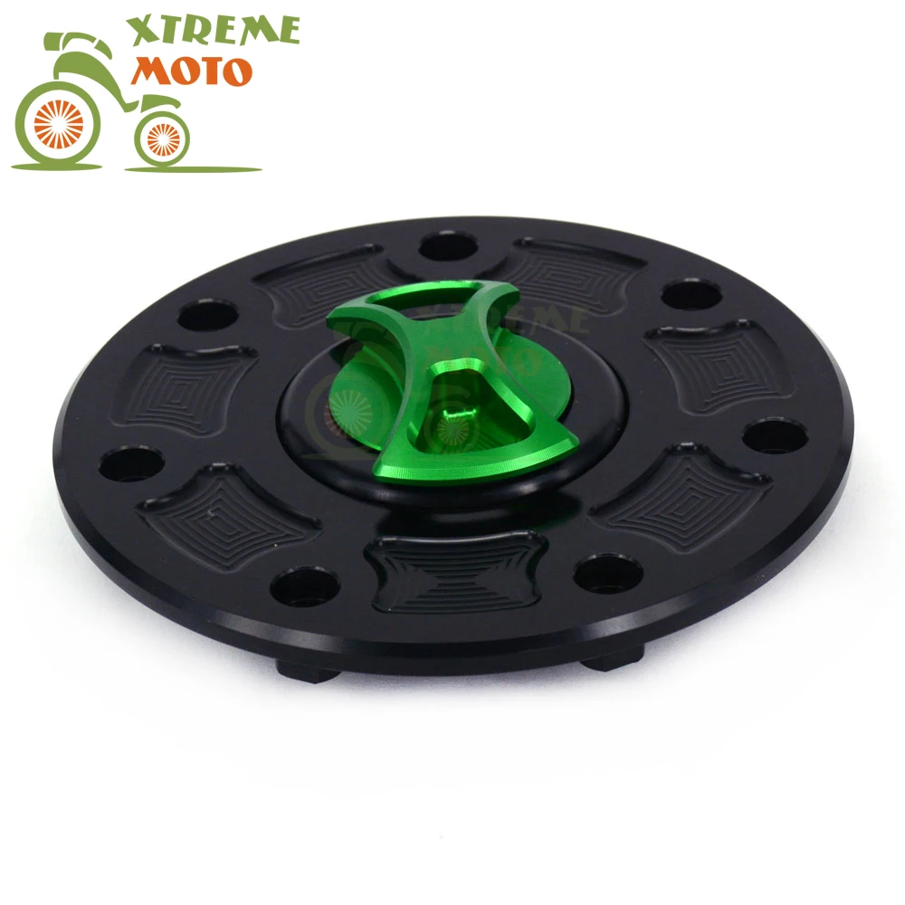 Billet Cnc Green Gas Fuel Tank Cap Keyless Cover For Kawasaki Fzx6r