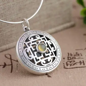 

S990 fine silver pendant Korean style antique matte process z Pendant cord personality